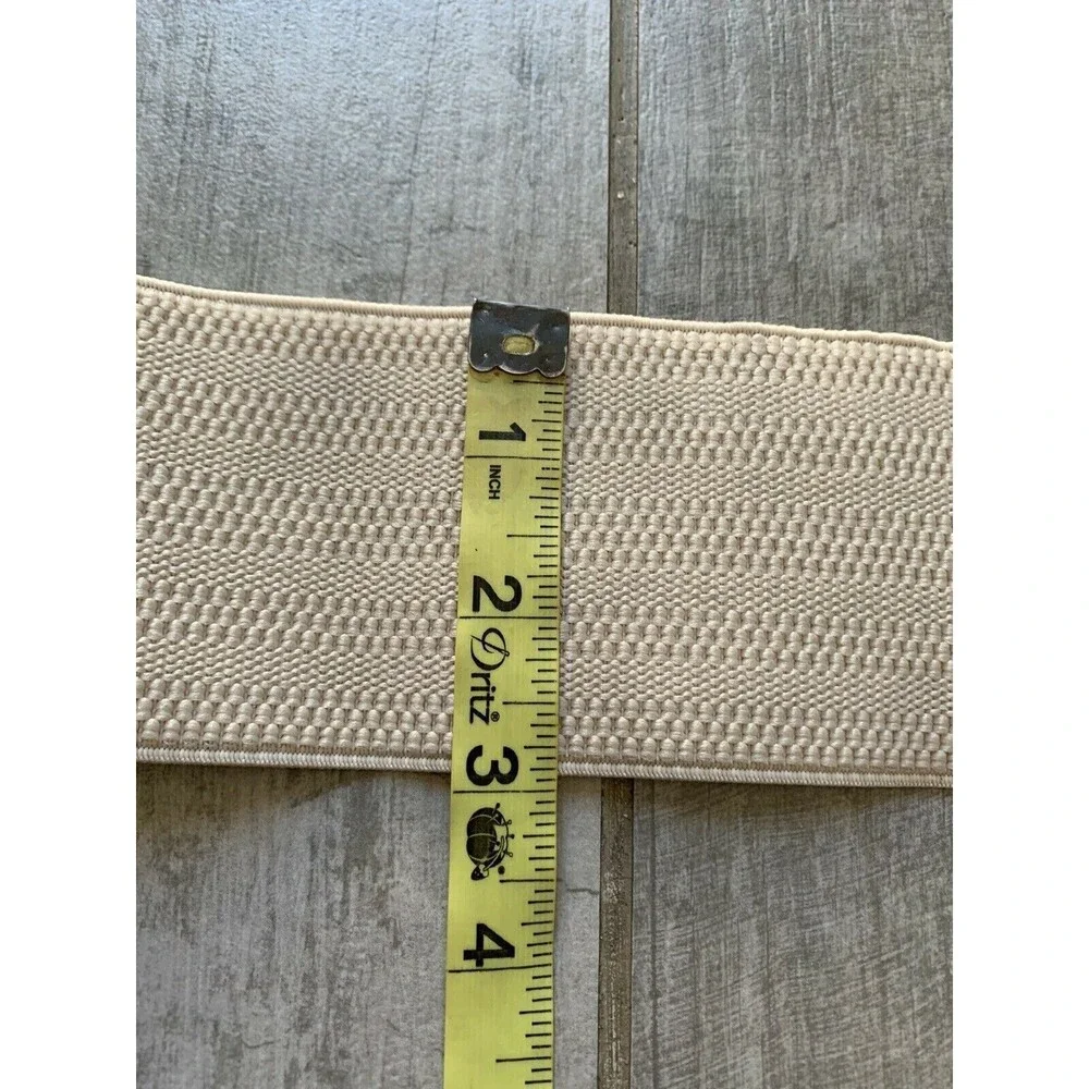 Stretch Elastic Waist Wide Belt Cummerbund Tan Faux Suede Fringe Boho M